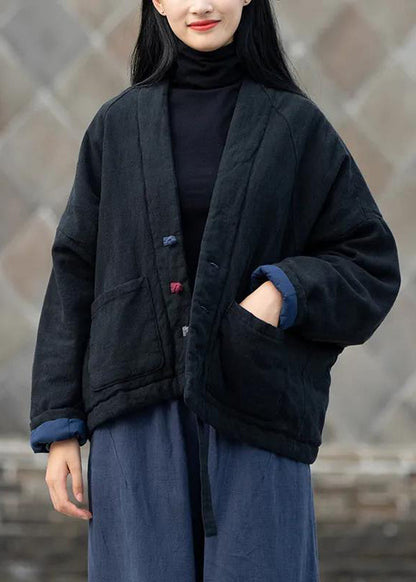 Yellow V Neck Pockets Fine Cotton Filled Coats Winter Tz043