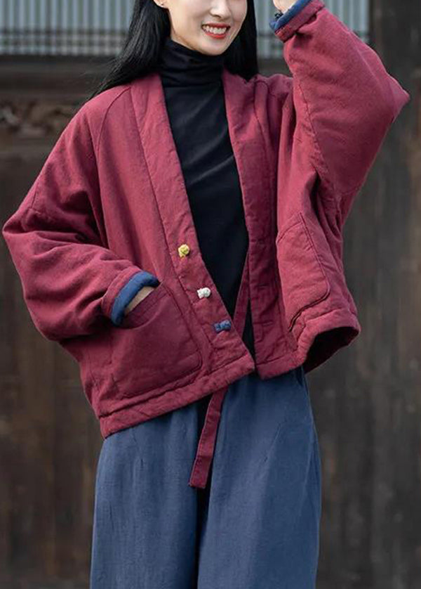Yellow V Neck Pockets Fine Cotton Filled Coats Winter Tz043