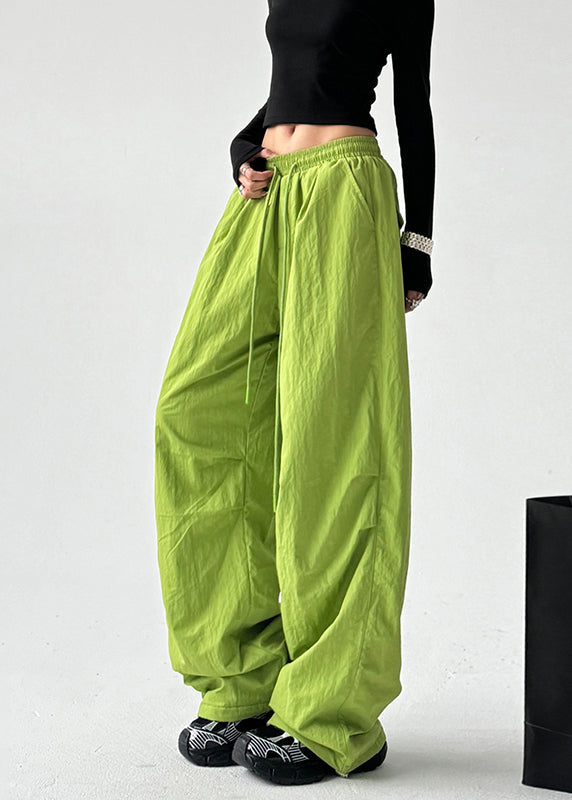 Vogue Red Pockets Tie Waist Warm Fleece Straight Pants Spring Ta063