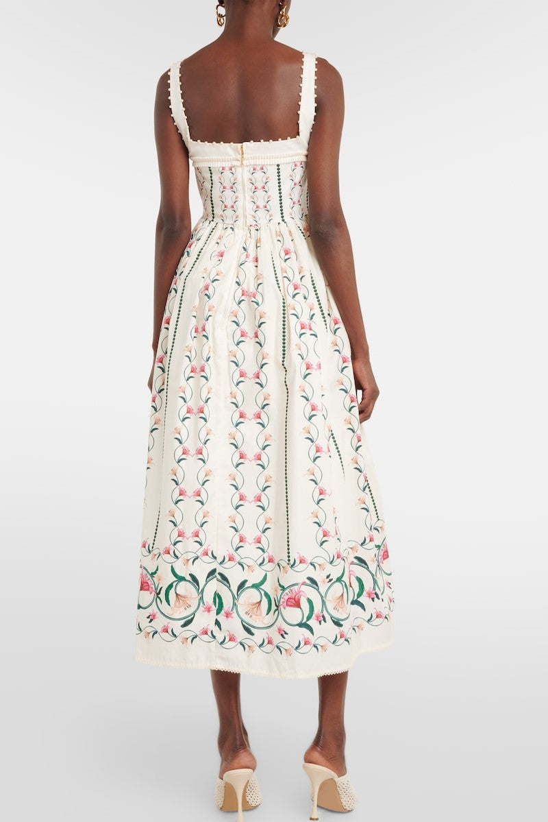 Square Collar Sleeveless Midi Dress