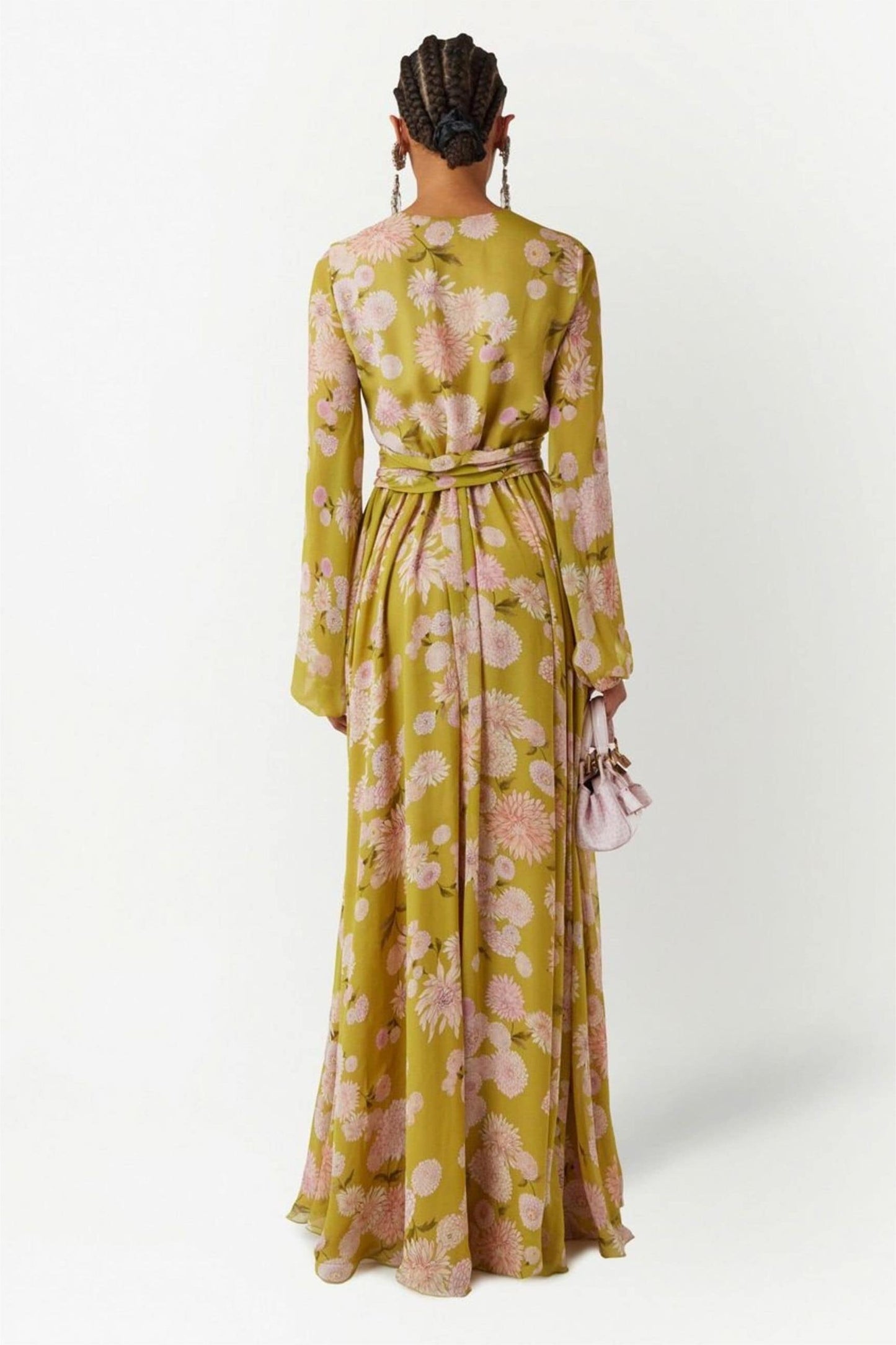 Lace Up Puff Sleeve Maxi Dress