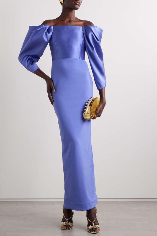 Satin Off-shoulder Maxi Dress