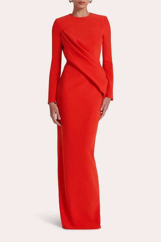 Round Neck Long Sleeve Maxi Dress