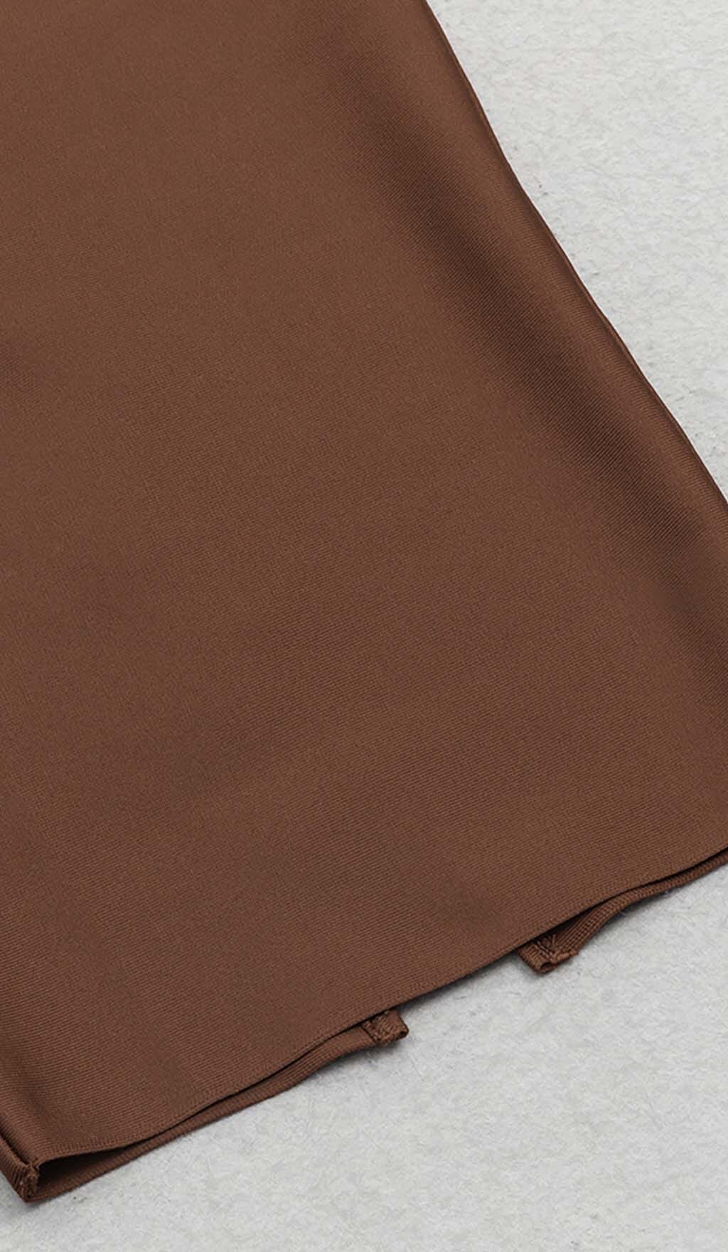 Waist-tightening Corset Midi Dress in Brown