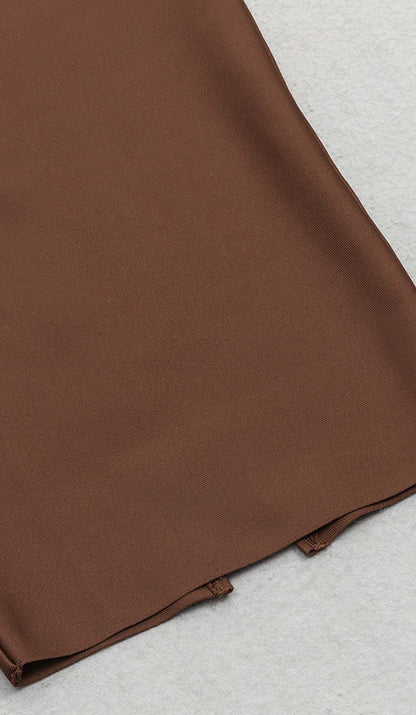 Waist-tightening Corset Midi Dress in Brown
