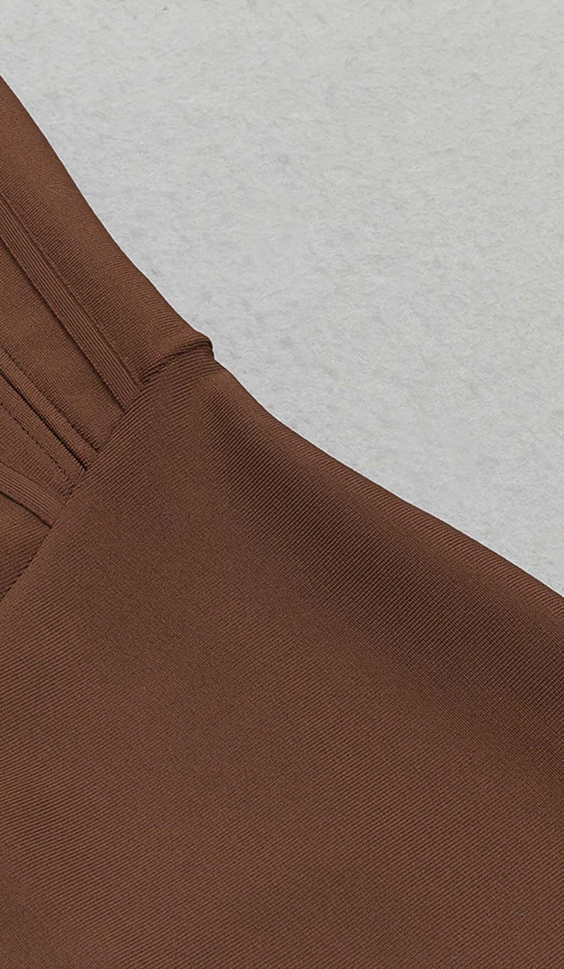 Waist-tightening Corset Midi Dress in Brown