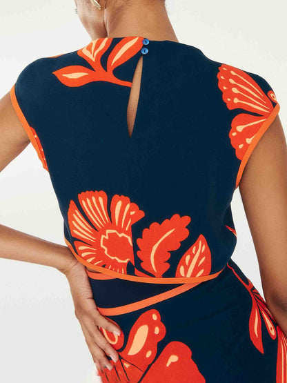 Exquisite Plant and Flower Print Cap Sleeve Short T-shirt