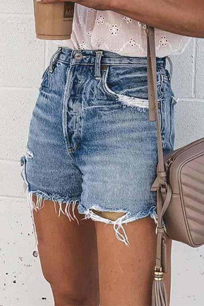 Bibbed Jeans Shorts