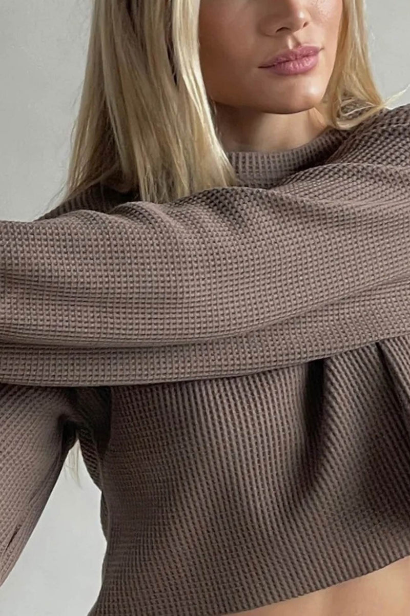 Waffle Sweatshirt Long Pants Set