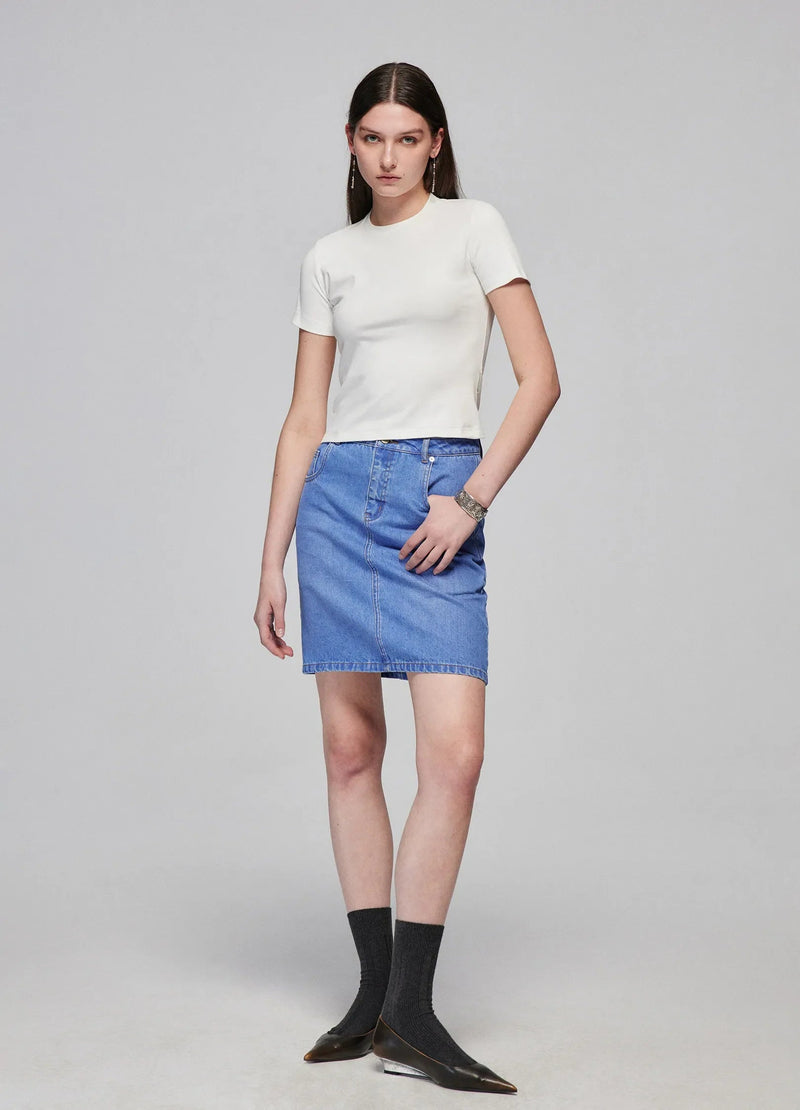 Washed Denim Miniskirt
