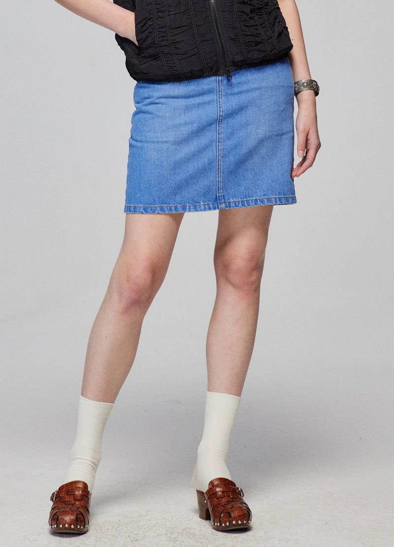Washed Denim Miniskirt