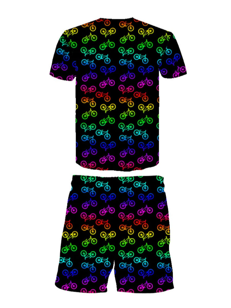 Gradient Bicycle Print Shorts Set Ar70128
