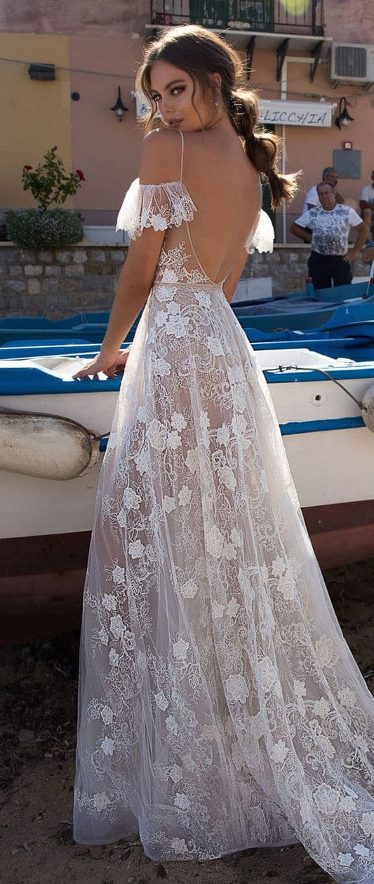 Wedding Party Dresses for V-neck Sling Hollow Long Dress