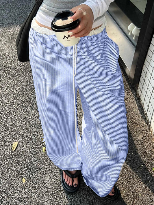 Striped Ruched Sweet Straight Pant