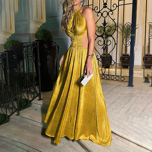 Wefads Metallic Color Long Dress