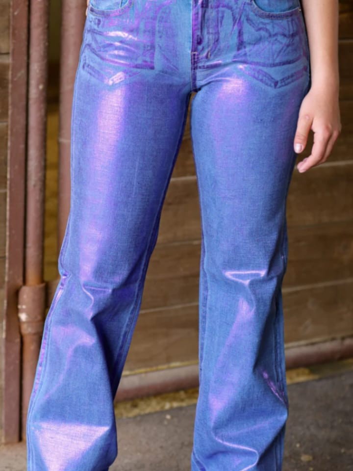 Metallic Denim Pants
