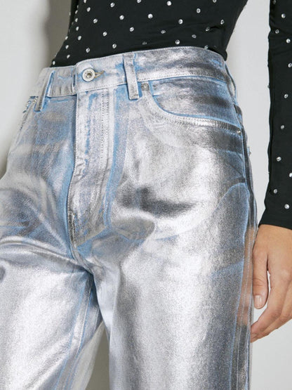 Metallic Denim Pants