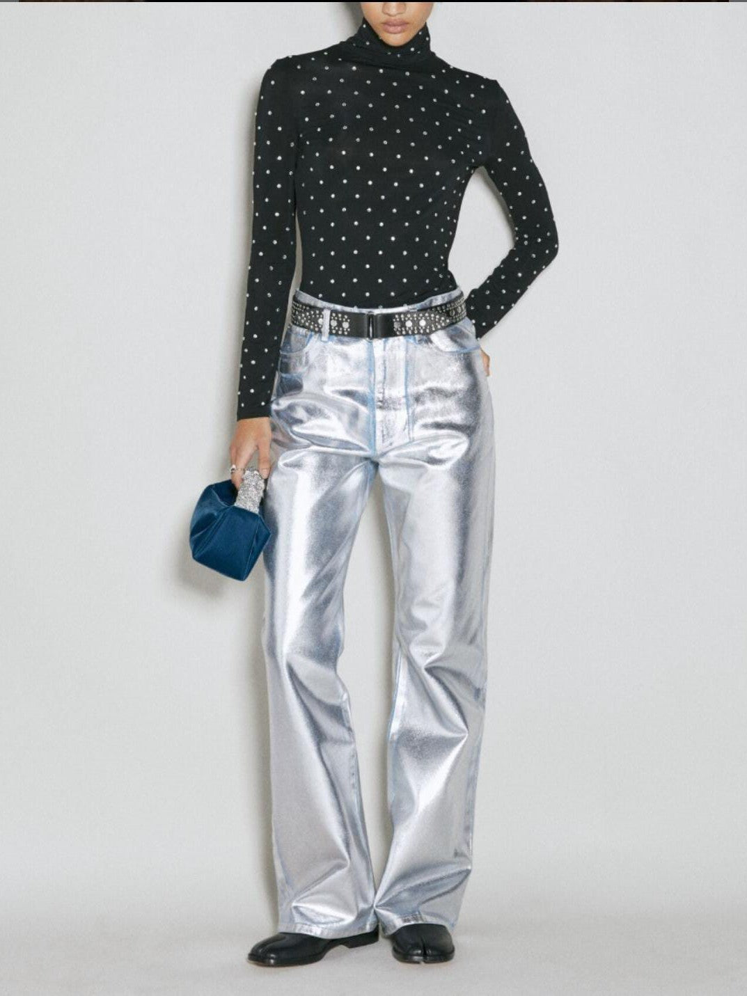 Metallic Denim Pants