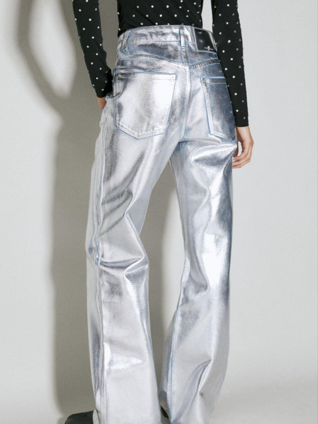 Metallic Denim Pants