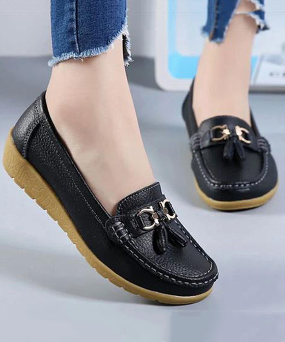 White Splicing Comfortable Loafer Shoes Uu006