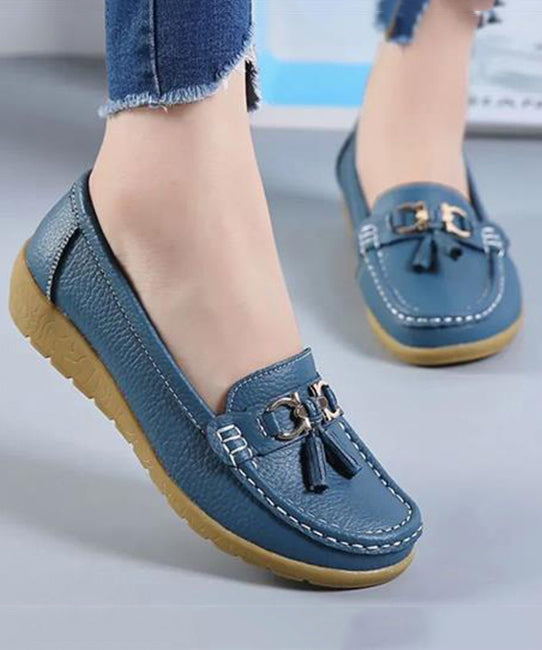 White Splicing Comfortable Loafer Shoes Uu006
