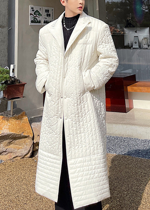 White Pockets Cotton Filled Long Coats Winter Rj053