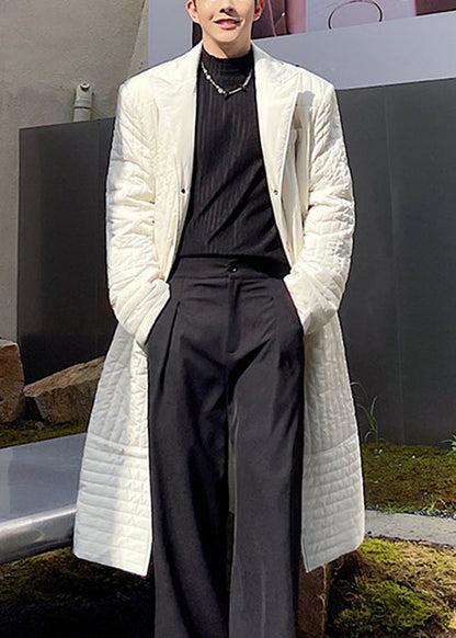 White Pockets Cotton Filled Long Coats Winter Rj053