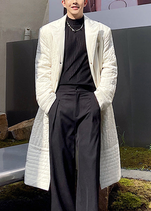 White Pockets Cotton Filled Long Coats Winter Rj053