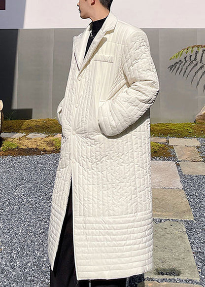 White Pockets Cotton Filled Long Coats Winter Rj053