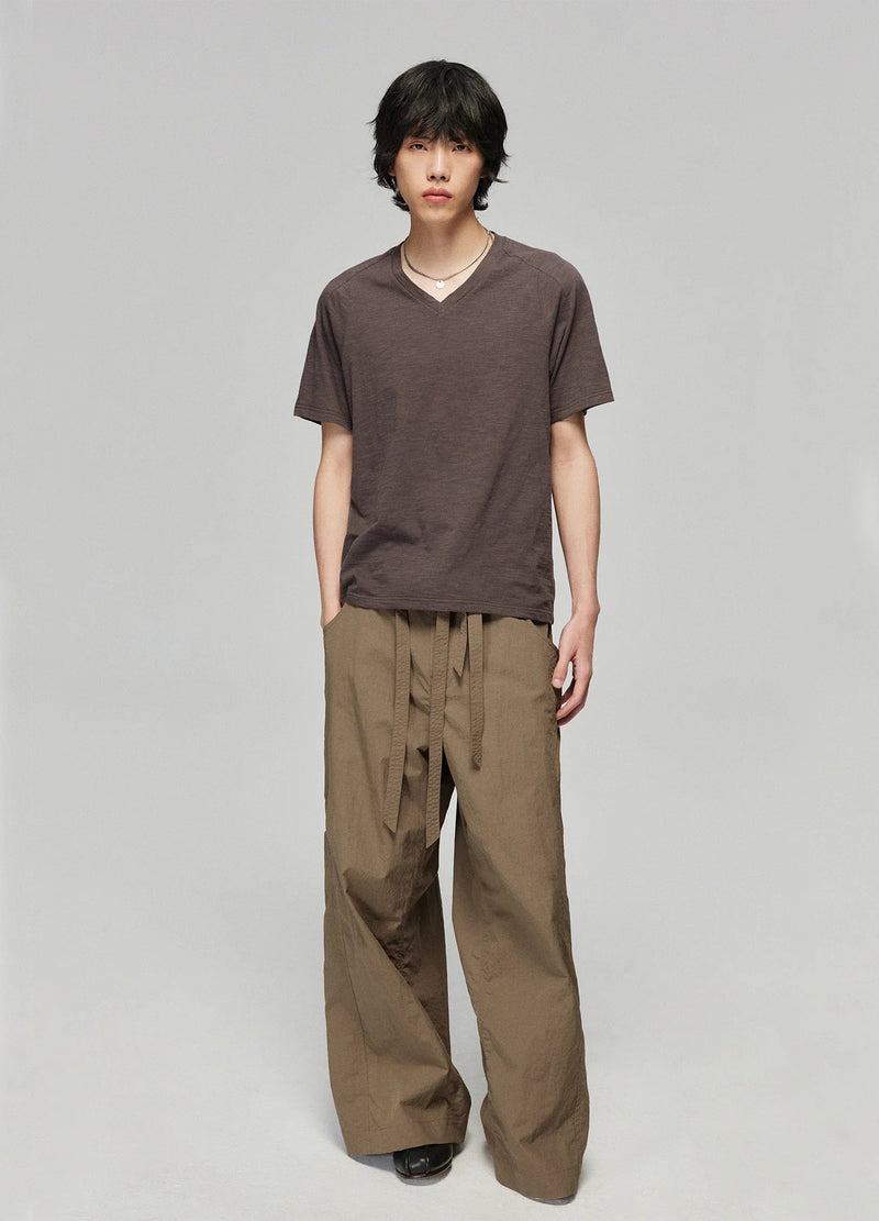 Tie Belt Wide-leg Pants