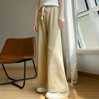 Wide Leisure Loose High Waist Elastic Knitting Autumn New Pants