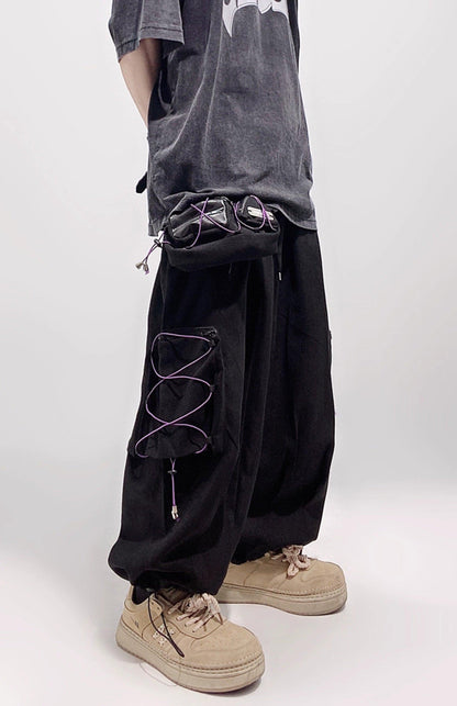 Noir Laced Cargo Pants