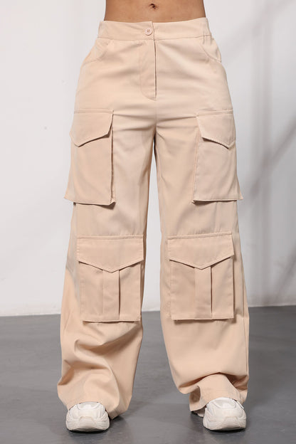 Wide Leg Cargo Pants With Pockets