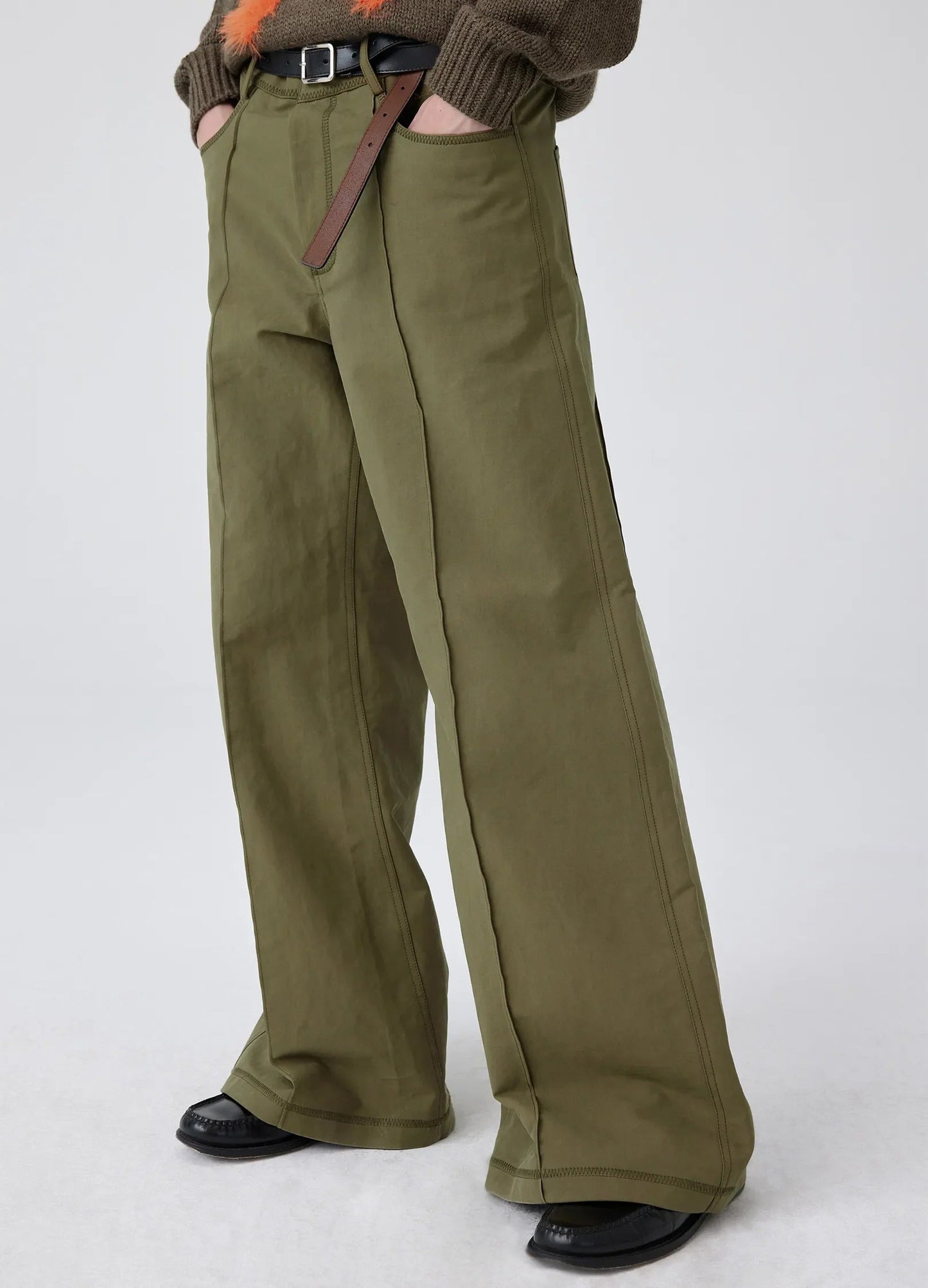 Front Seam Wide-leg Pants