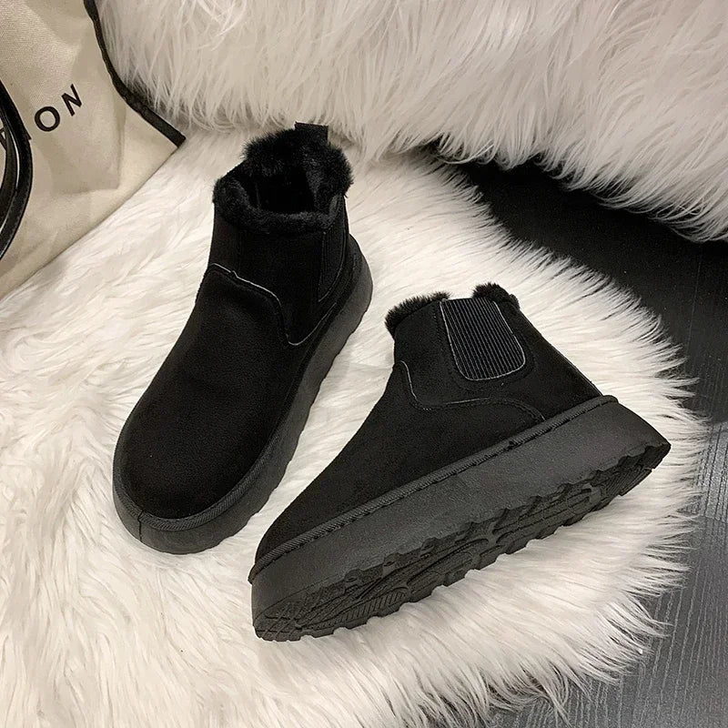 Winter Boots New Rubber Thick Sole Ankle Boots for Outdoor Elevated Comfort Warm Walking Cotton Shoes Snow Boots
