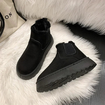 Winter Boots New Rubber Thick Sole Ankle Boots for Outdoor Elevated Comfort Warm Walking Cotton Shoes Snow Boots