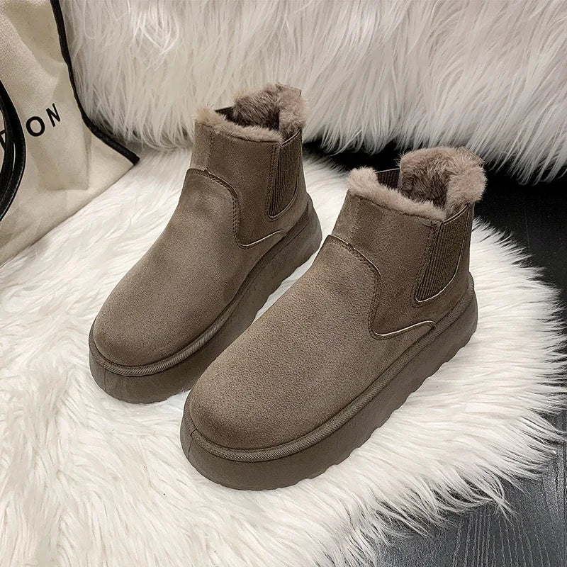 Winter Boots New Rubber Thick Sole Ankle Boots for Outdoor Elevated Comfort Warm Walking Cotton Shoes Snow Boots