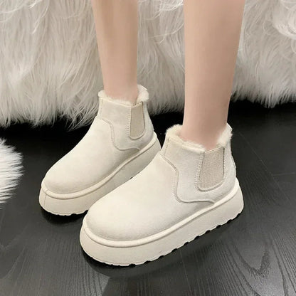 Winter Boots New Rubber Thick Sole Ankle Boots for Outdoor Elevated Comfort Warm Walking Cotton Shoes Snow Boots