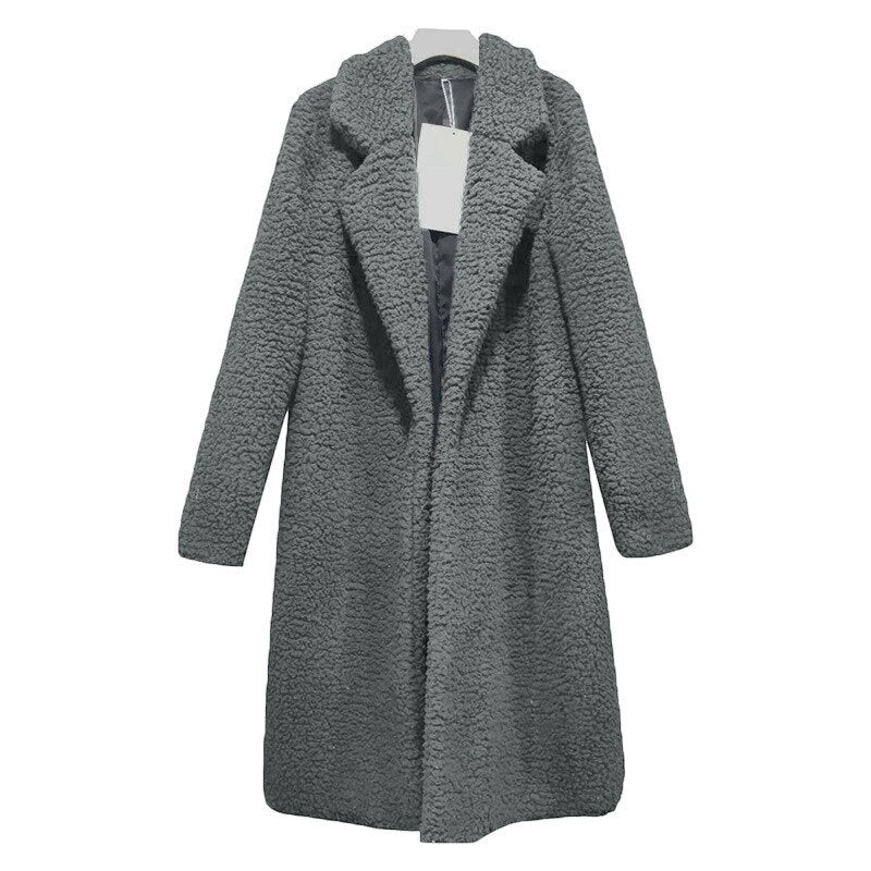 Dressbetty - Multi-color Faux Fur Long Coat