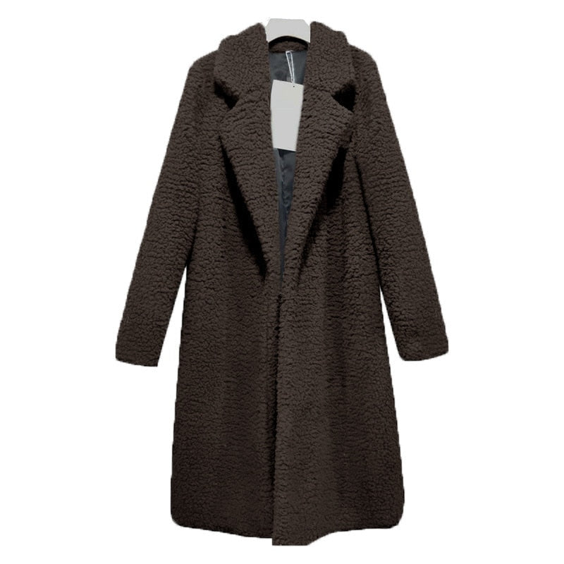 Dressbetty - Multi-color Faux Fur Long Coat