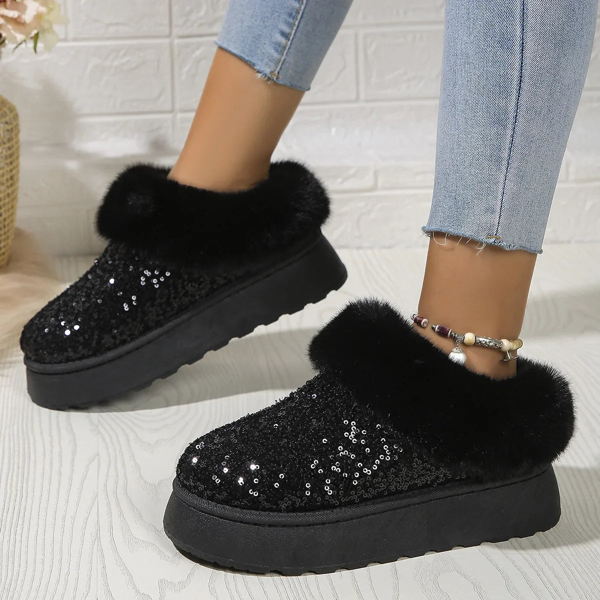 Winter Short Plush Warm New Suede Fur Snow Boot