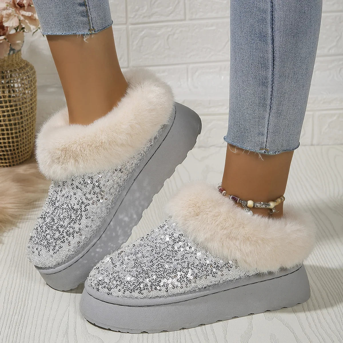Winter Short Plush Warm New Suede Fur Snow Boot
