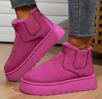 Winter Short Plush Warm Snow Boots Shoes New Suede Fur Chelsea Ankle Boots Flats Platform Shoes Botas