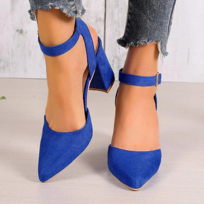Pointed Toe Highs Trend Summer New Suede Chunky Shal Shoes Low Heel Pumps