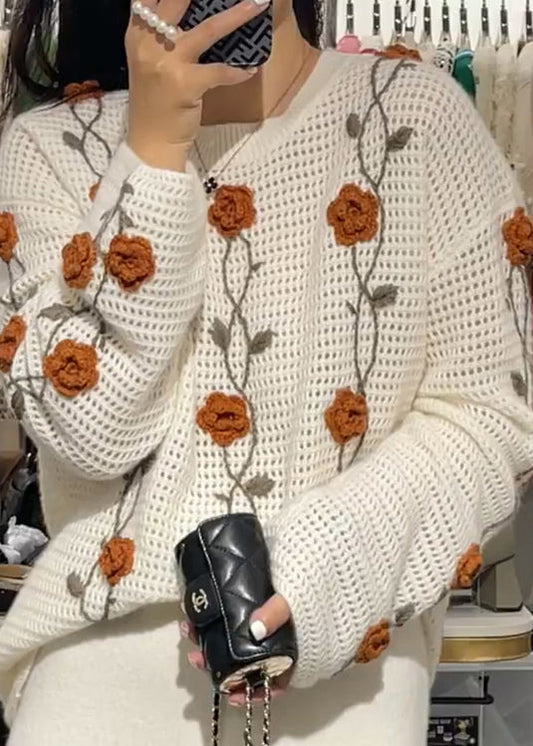 Apricot O Neck Knit Sweaters Fall We026