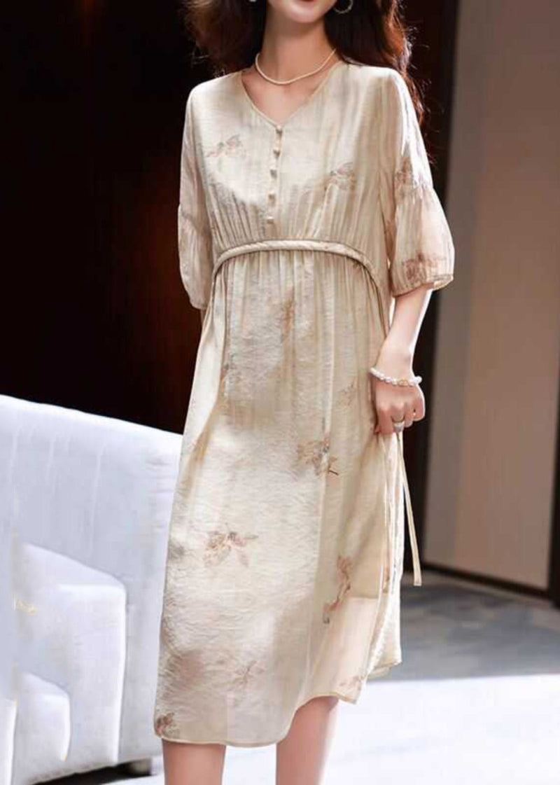 Apricot Print Patchwork Party Long Dress Summer Ww039