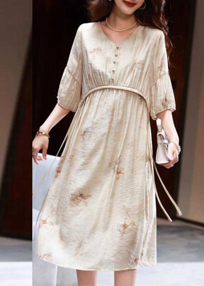 Apricot Print Patchwork Party Long Dress Summer Ww039