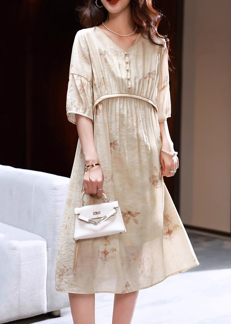 Apricot Print Patchwork Party Long Dress Summer Ww039