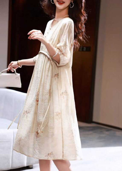 Apricot Print Patchwork Party Long Dress Summer Ww039