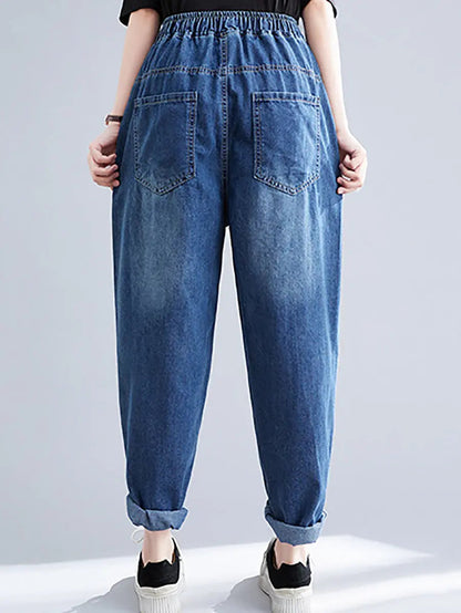 Embroidery Denim Harem Pants